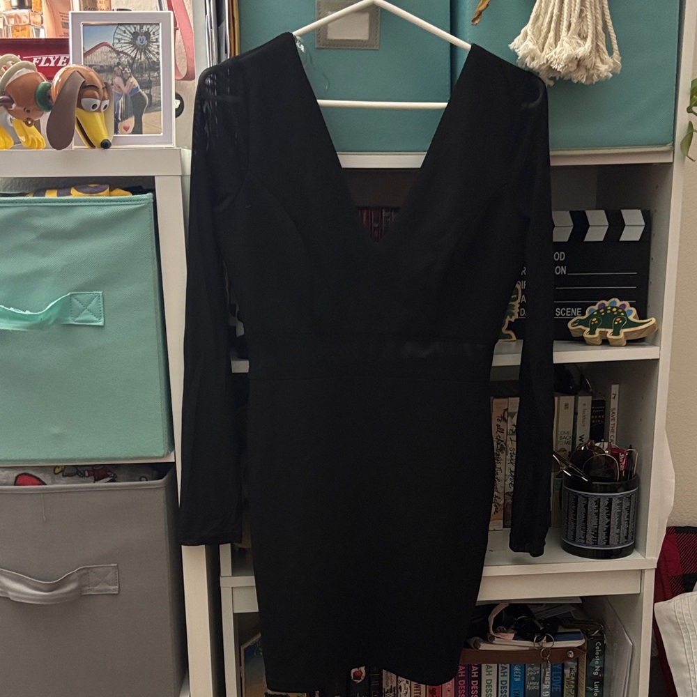 Elegant Black Long Sleeve Bodycon Dress